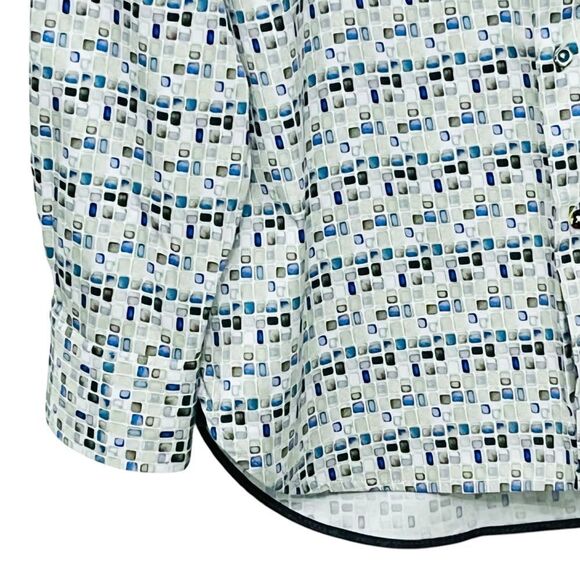 Luchiano Visconti Shirt Multicolor Geometric Button Up Long Sleeve Sz L - Picture 5 of 14